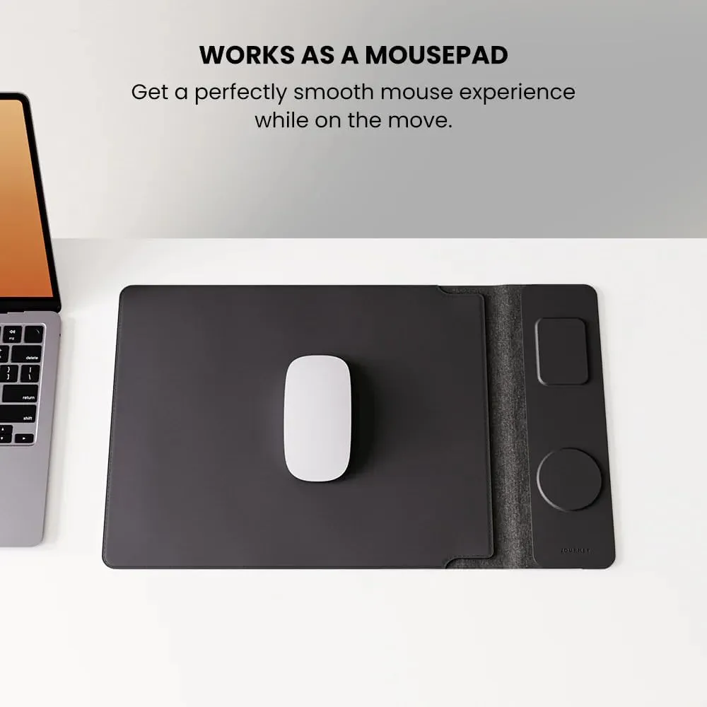Jenoss 4 in 1 Wireless Sleeve 13"-14", Desktop Charging Mat for Laptop, Multipurpose Sleeve Plus Mousepa, Travel Laptop Case, Phone and Earbuds Charging Pad, Desk Pad (Black)