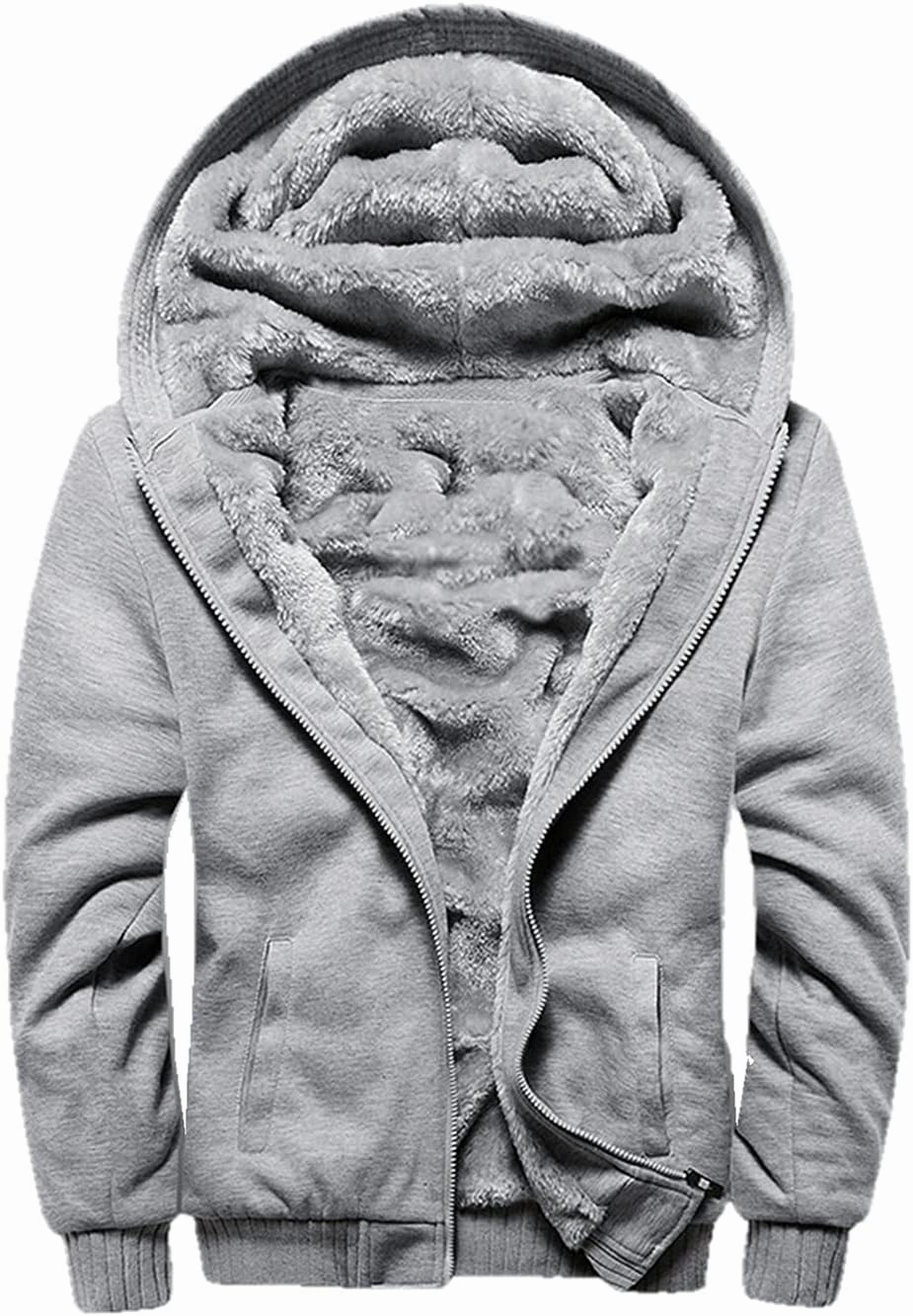 JiangWu Womens Fashion Horn Button Fleece Thicken Coat with Hood Winter Warm Jacket