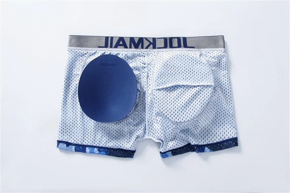 JOCKMAIL Men's Boxer Briefs Mesh Mens Underwear Boxer Back Mens Padded Underwear Boxer with Hip Pad