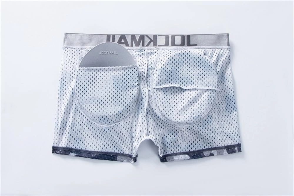 JOCKMAIL Men's Boxer Briefs Mesh Mens Underwear Boxer Back Mens Padded Underwear Boxer with Hip Pad