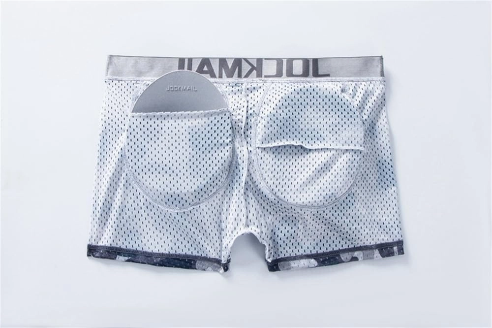 JOCKMAIL Mesh Mens Underwear Boxer Back Mens Padded Underwear Boxer with Hip Pad Men's Boxers
