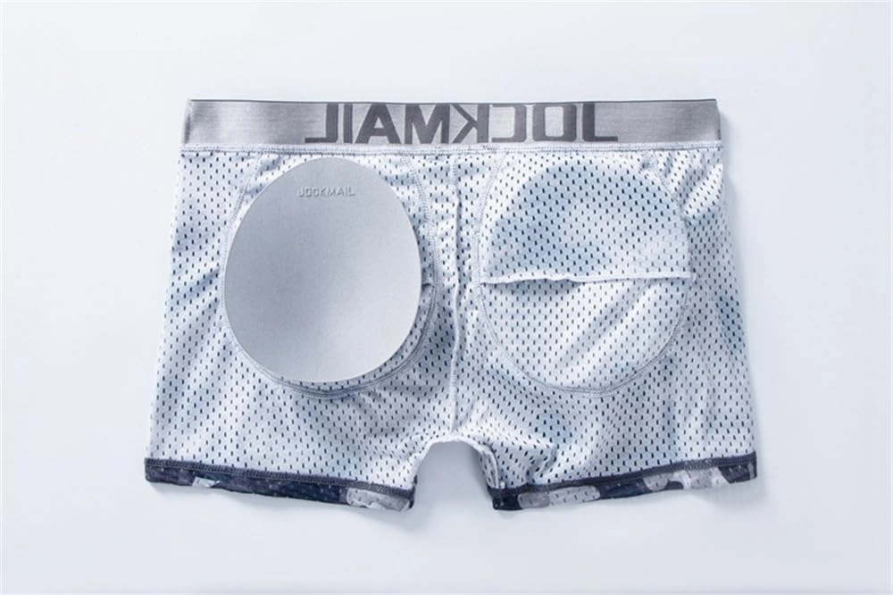 JOCKMAIL Mesh Mens Underwear Boxer Back Mens Padded Underwear Boxer with Hip Pad Men's Boxers