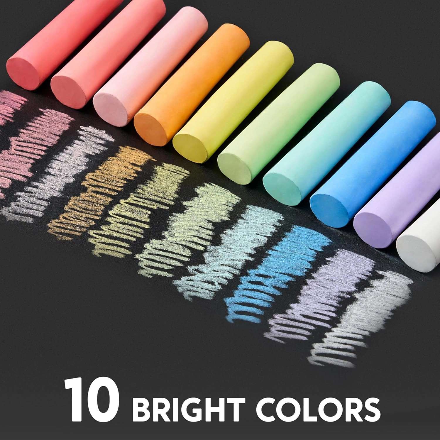JOYIN 60 PCS Sidewalk Chalk Set (10 colors), Non-Toxic Washable Outdoor Jumbo Chalk Set for Painting on Chalkboard, Art Play and Playground Toy