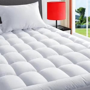 King Mattress Pad Quilted Fitted Mattress Cover Pillow Top Mattress Topper Breathable Mattress Protector with 8-21 Inch Deep Pocket