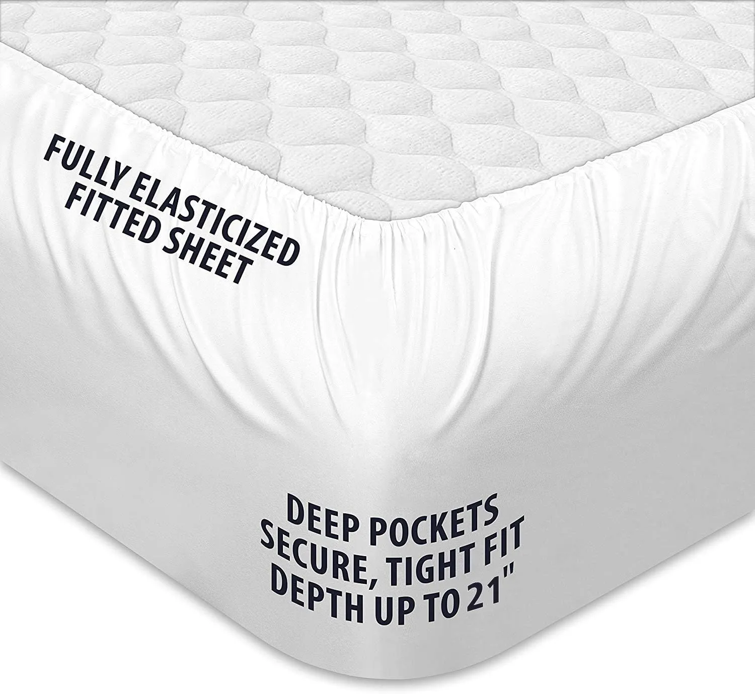 King Mattress Pad Quilted Fitted Mattress Cover Pillow Top Mattress Topper Breathable Mattress Protector with 8-21 Inch Deep Pocket