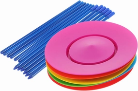 Kisangel 6pcs Plates with Sticks for Circus Safe and Juggling Props for Boys and Girls and Adults Balance Skills and Visual Impact