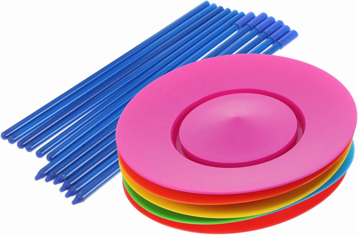 Kisangel 6pcs Plates with Sticks for Circus Safe and Juggling Props for Boys and Girls and Adults Balance Skills and Visual Impact