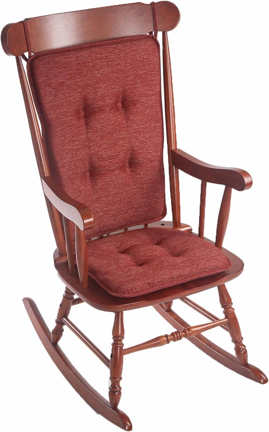 Klear Vu Embrace Rocking Chair Cushion, Assembled in The USA, Tufted Back Pads for Living Room, Nursery, or Home Office, 16"x15" Seat and 24"x17" Seatback, 2 Piece Set, Red