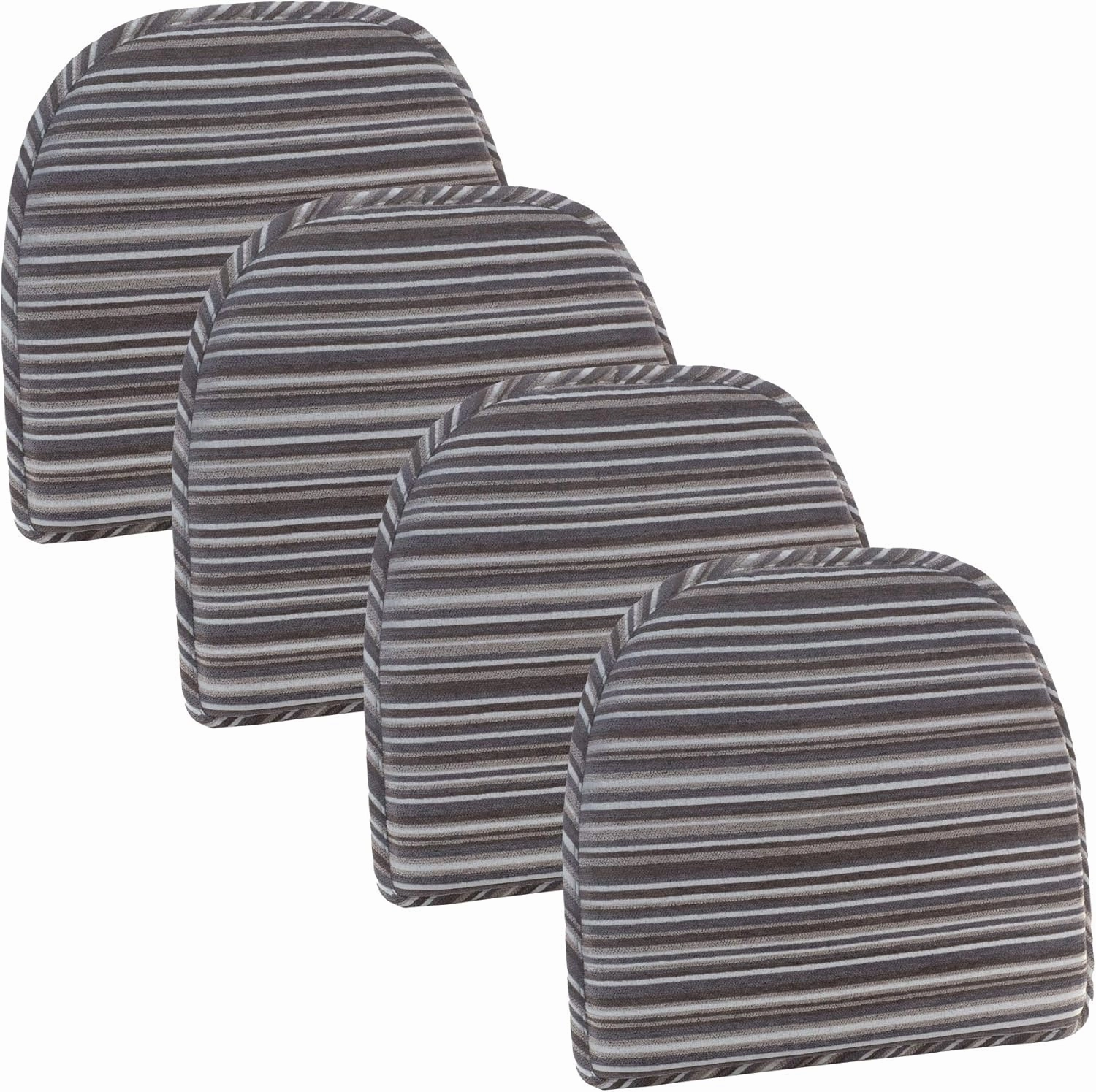 Klear Vu Raindrop The Gripper Non Slip Chair Cushions, Soft & Comfortable Seat Pad, Sitting Pillow for Kitchen, Dining or Office, Driftwood Stripe, 4 Count (Pack of 1)
