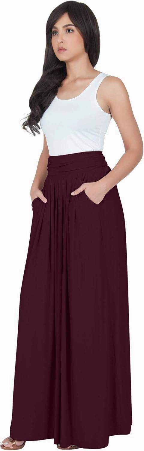 KOH KOH Womens Long Flowy Cute Modest High Waist Floor Length Pockets Maxi Skirt