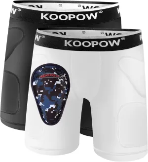 KOOPOW Youth Boys Padded Sliding Shorts Slider Pad with Soft Protective Athletic Cup for Baseball, Football, Lacrosse