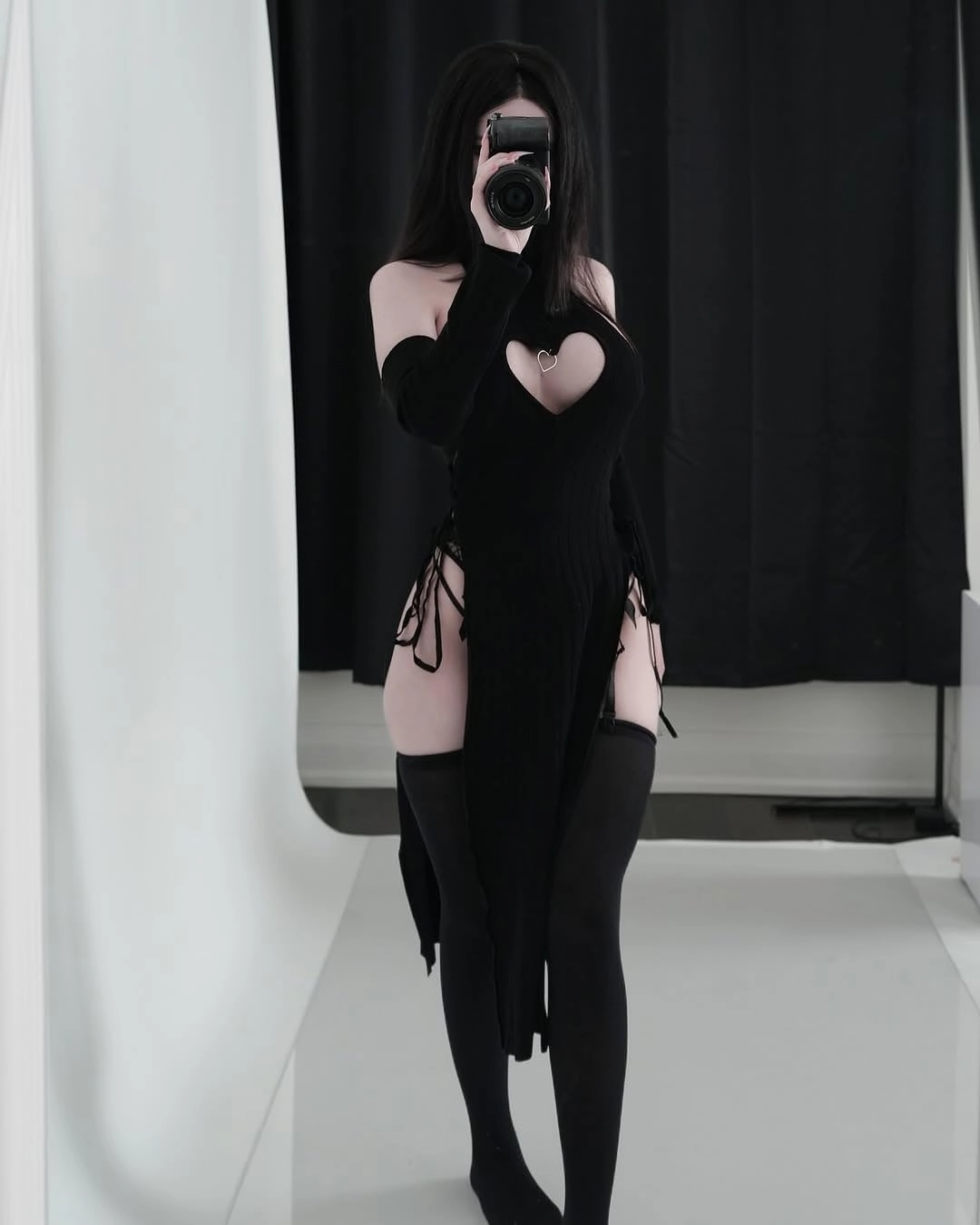 KORURACLUB Love Cheongsam costume White/Black premium sweater cosplay lingerie Love Cheongsam succubus lingerie