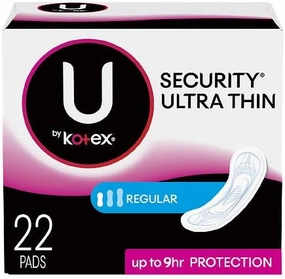 Kotex Security Ultra Thin Pads, Regular, Soft Touch, 22 Count Each (7)