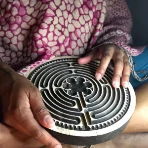 Labyrinth, Wood Labyrinth, Finger Labyrinth, Meditation Finger Labyrinth, Meditation Tools (Large - 15 in)