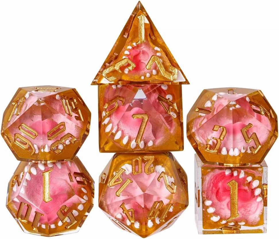 LANGWEI D&D Dice Set, 7 Piece Unique Sharp Tooth Monster Role Playing Dice Set with Gift Box, Polyhedral Dice Set for TRPG Table Games,Creative Gifts