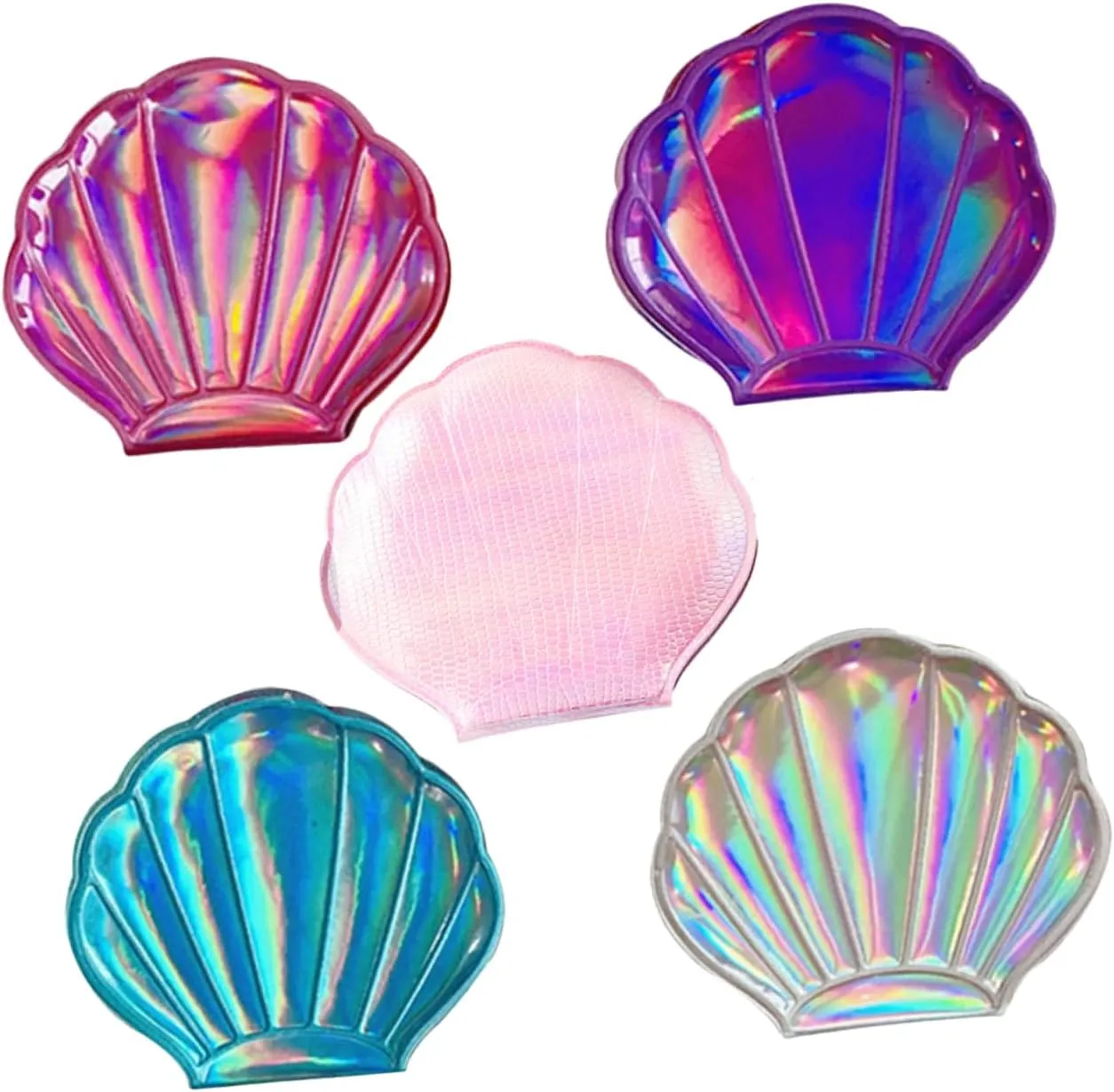LIFKOME 5Pcs Shell Design Portable Makeup Mirrors Double Sided Hand Mirrors for Travel Compact Daily Use Present for Women and Includes