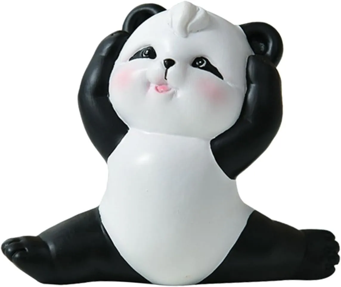 LIFKOME Adorable Panda Sculpture Lightweight Resin Figurine for Garden Home Decor Cute Panda Model for Yards Flower Beds and Dollhouses Portable Decoration