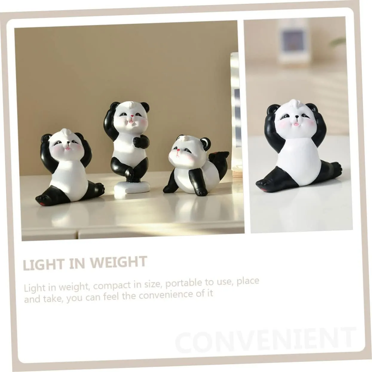 LIFKOME Adorable Panda Sculpture Lightweight Resin Figurine for Garden Home Decor Cute Panda Model for Yards Flower Beds and Dollhouses Portable Decoration