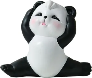 LIFKOME Adorable Panda Sculpture Lightweight Resin Figurine for Garden Home Decor Cute Panda Model for Yards Flower Beds and Dollhouses Portable Decoration