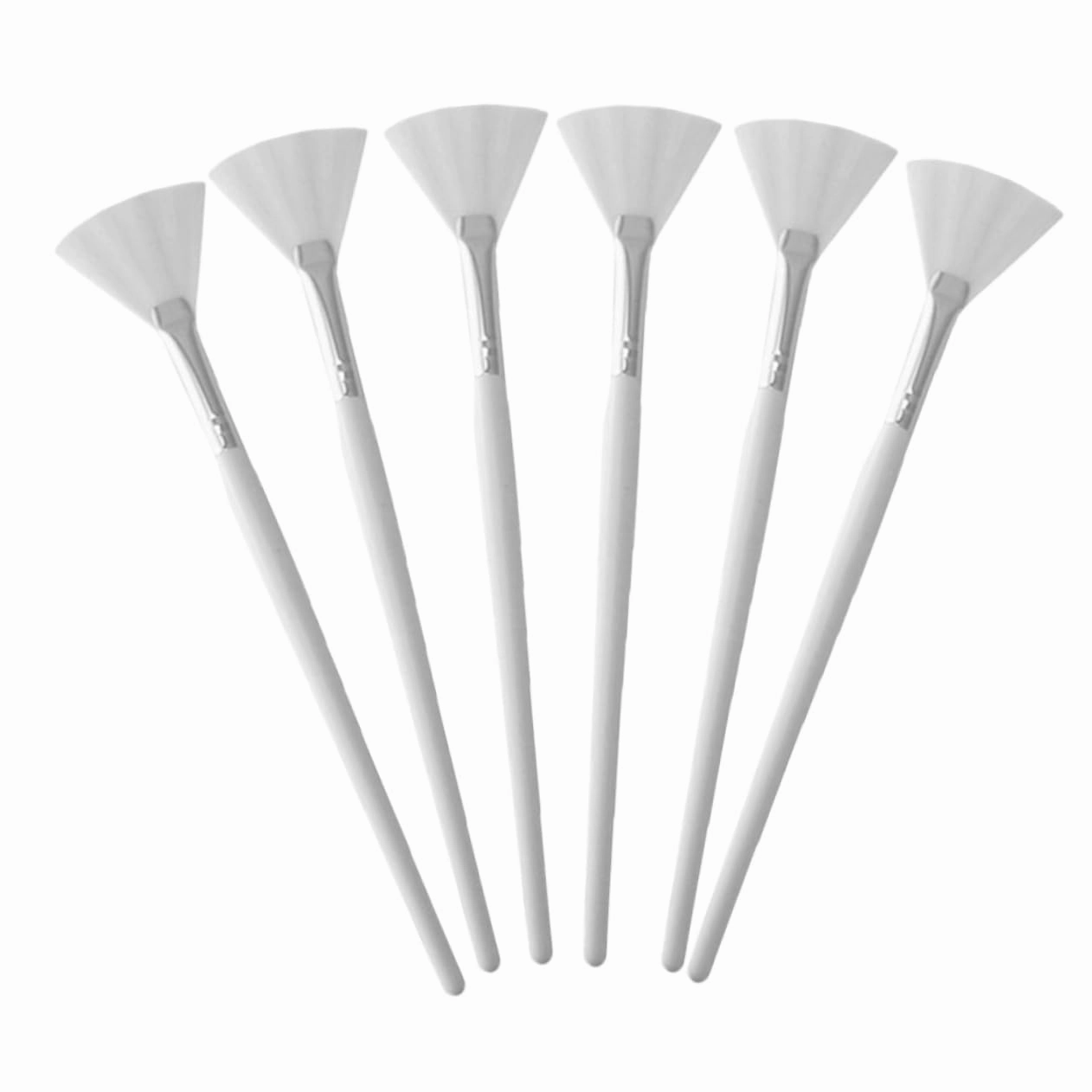 LIFKOME 6pcs Fan Shaped Facial Mask Brush Gentle Skincare Face Mask Overnight Makeup Face Skin Care Face Fan Charcoal Facial Brush Facial Masks Aesthetician Supplies Aluminum Tube White