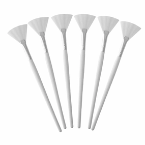 LIFKOME 6pcs Fan Shaped Facial Mask Brush Gentle Skincare Face Mask Overnight Makeup Face Skin Care Face Fan Charcoal Facial Brush Facial Masks Aesthetician Supplies Aluminum Tube White