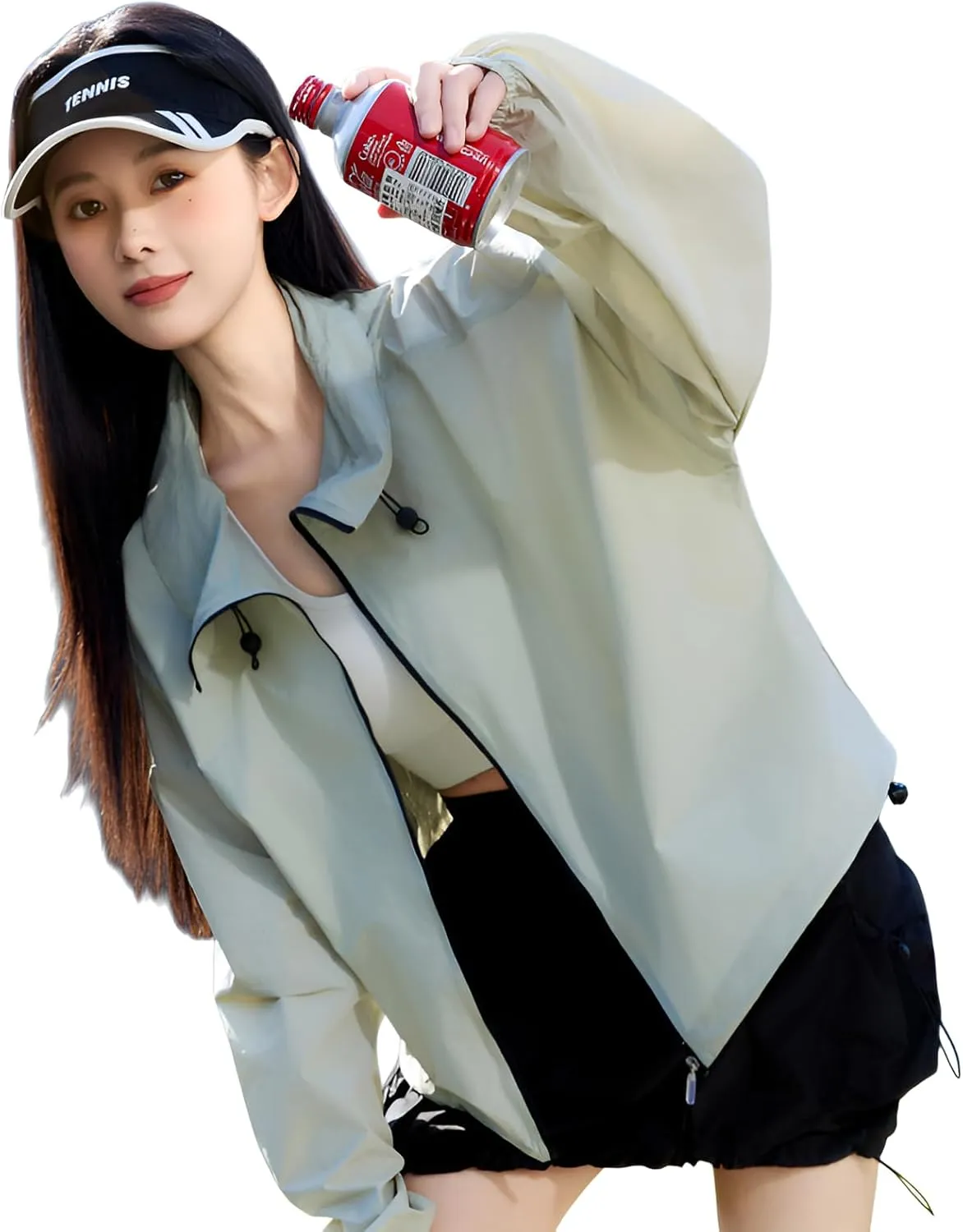lilaBelle]【Brthable UV ion Jaet Women's Ouoor Sports Shirt with Eltic Hem, Litweit Water-Repellent Cover Up for UK Summer Cycling/Gardening/Daily Commute