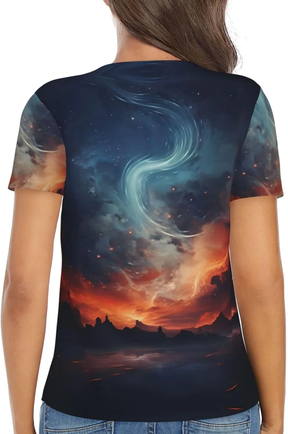 Liquefied clouds2 Pattern Sexy V-Neck Printed Short T-Shirt, Travel Portable Fitness Clothes, Home and Outdoor wear