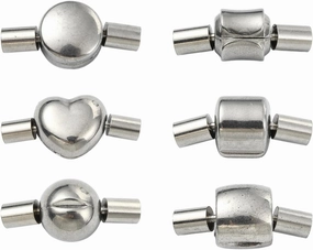 LiQunSweet 6 pcs 6 Styles Stopper Box 304 Stainless Steel Clasps Column Round Heart Cord Screw Clasps for Necklace Bracelet Keychain Handbag Strap Jewelry Findings - 20×24mm