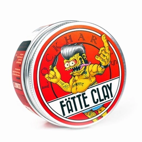 Lockhart’s Fätte Clay - Pomade For Men – All-Day Hold, Natural Finish, Insane Texture and Volume – Smooth, Easy Application - Wicked Hold Without The Crunchy Hair – Sandalwood Scent (3.4oz)