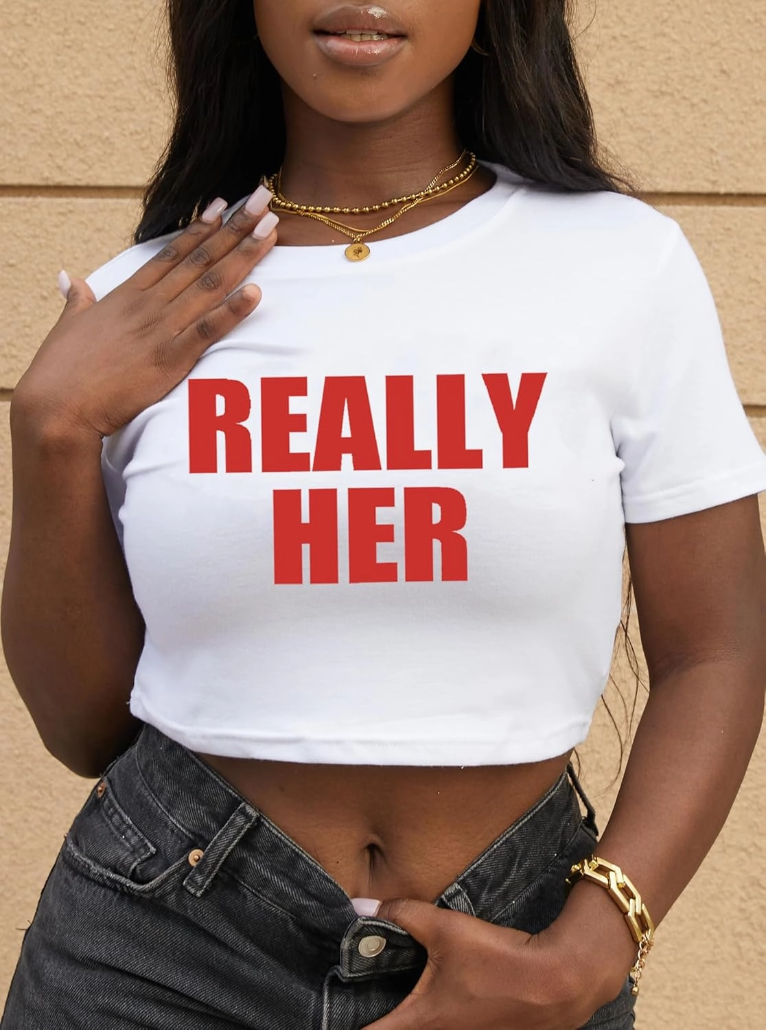 LovelyWholesale Women Graphic Crop Tops Letter Print Short Sleeve Tee Summer Sexy T Shirt