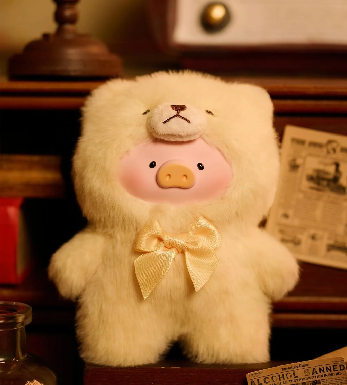 Lulu The Piggy Pig Vintage Bear Blind Box Figures 6PCs Plush Pendant Cute Collectible Toys Kawaii Birthday Gifts