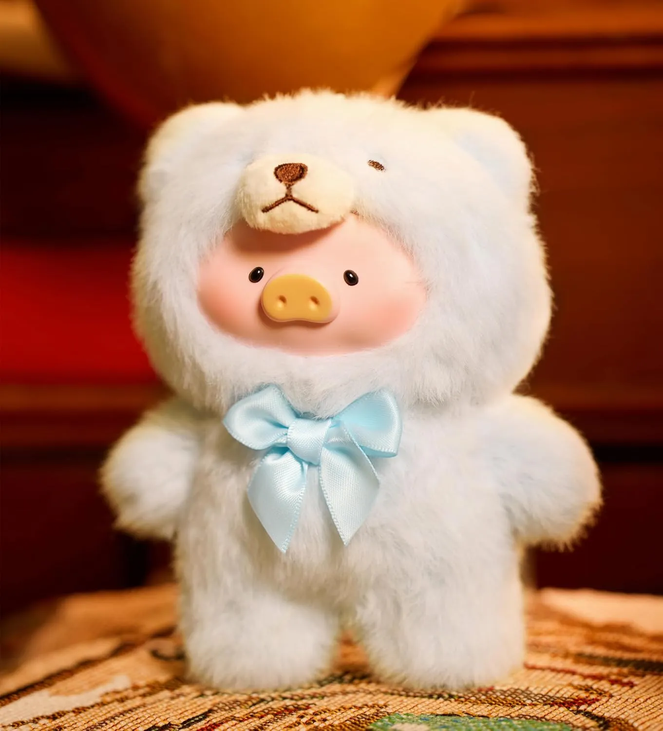Lulu The Piggy Pig Vintage Bear Blind Box Figures 6PCs Plush Pendant Cute Collectible Toys Kawaii Birthday Gifts