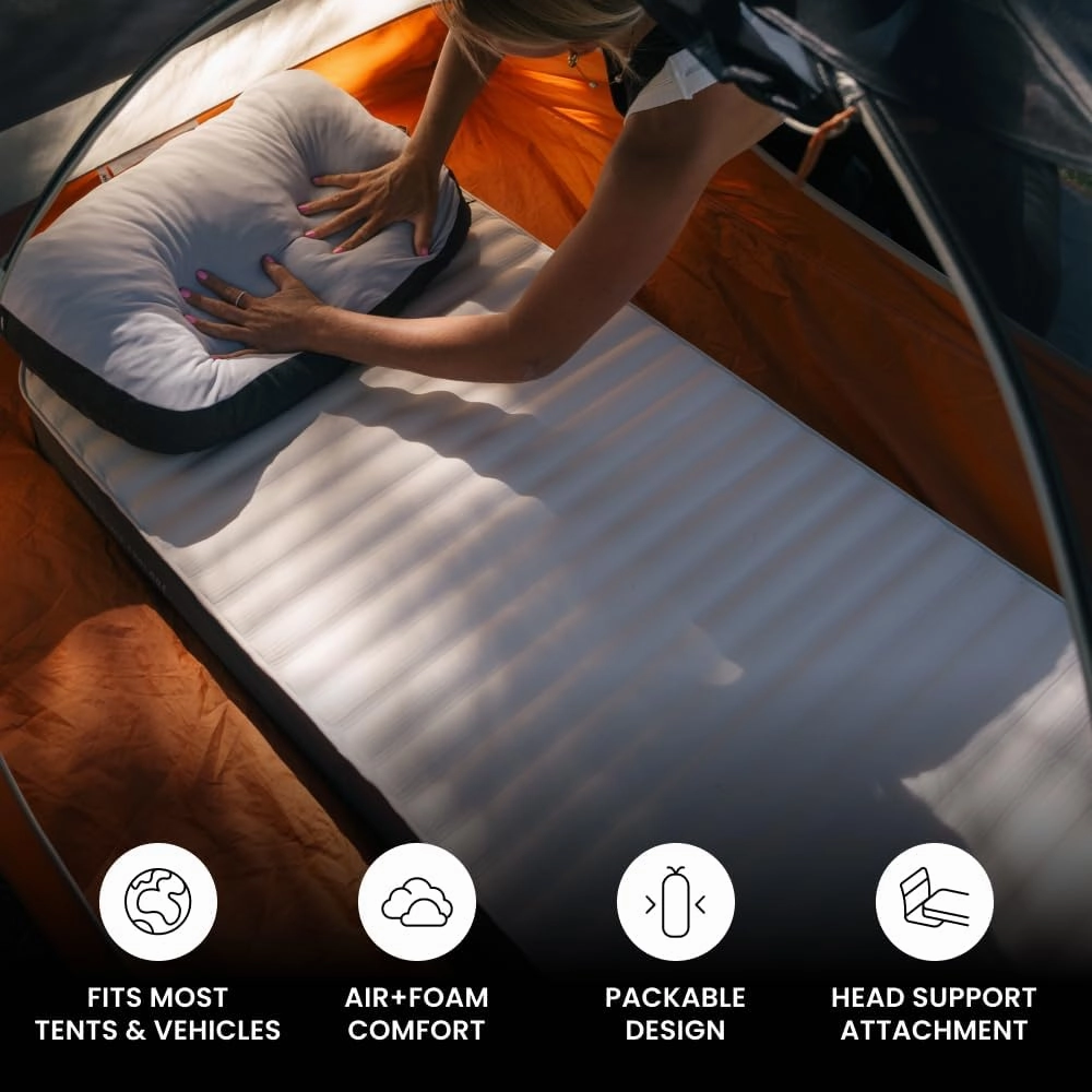 Luno AIR Foam PRO Camping Mattress - Tall | Universal Fit | Hybrid Foam   Air Mattress
