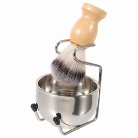 Lurrose 1set Male Shaving Brush Kit with Foaming Bowl and Holder Manual Razor Accessories for Beard Grooming for Home Use and Barbershops