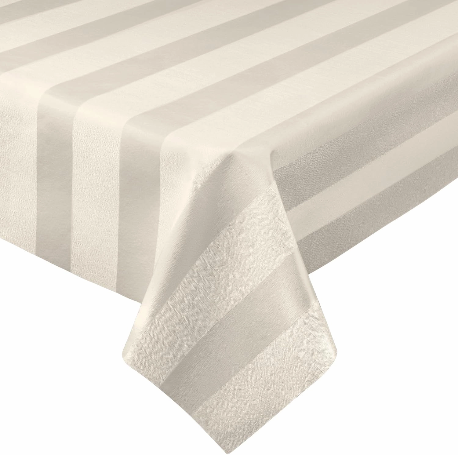 Luxury Table Protector Pad, 2 in 1 Table pad   Great Looking Tablecloth - Heat Resistant, Spill & Stain Proof - Flannel Backing (Ivory - Silk Stripe, 54x72)