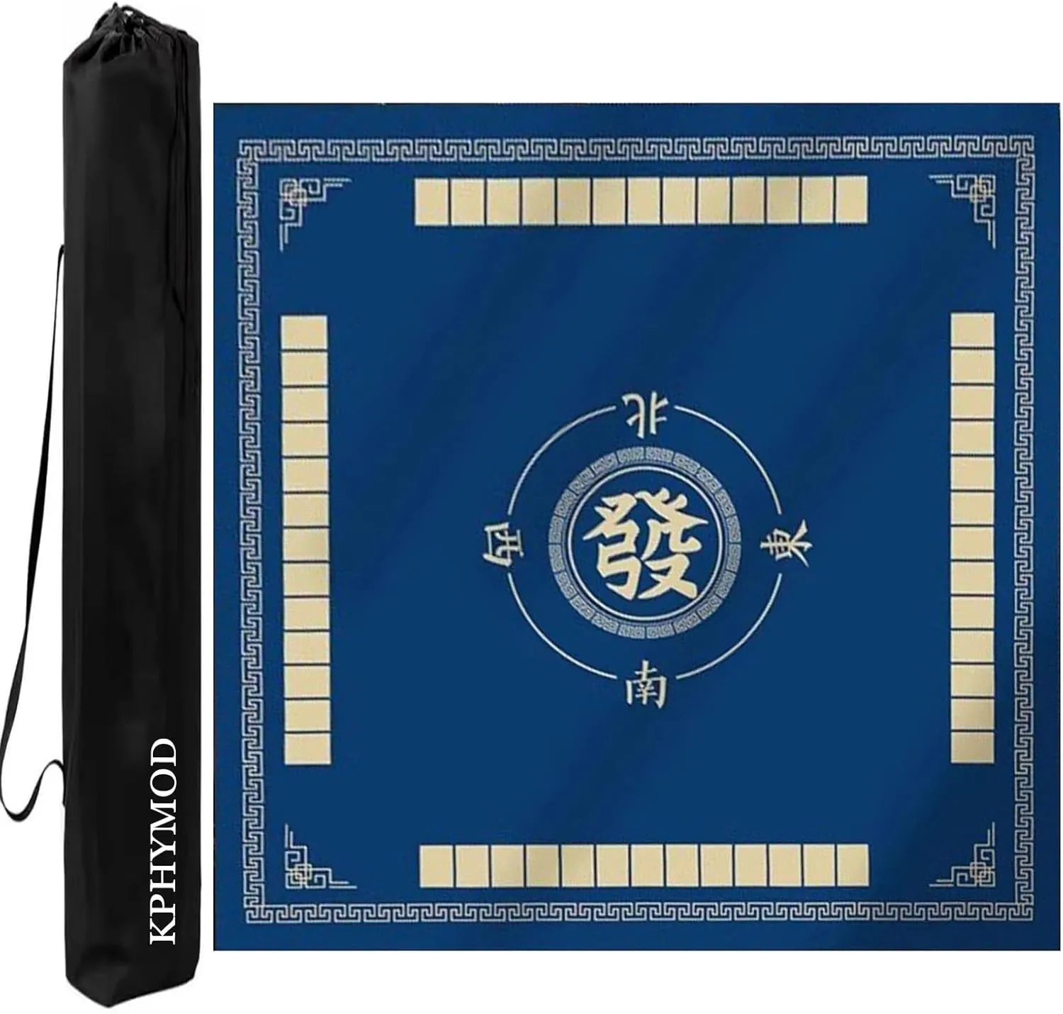 Mahjong Table Mat with Carrying Bag, Anti Slip Noise Reduction Table Cover Game Mat, Family Game Night Mahjong Accessories for Beginners Enthusiasts(Blue,33.46x33.46in)