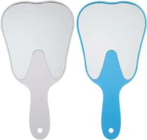 Make Up Mirror Hand Held Mirror Tooth Shaped Handheld Dental Mirror Tool Cosmetic Hand Mirror Unbreakable Patient Mirror Wide Viewing Angle Makeup Mirror 2Pcs Portable Mirror Handheld Mirror