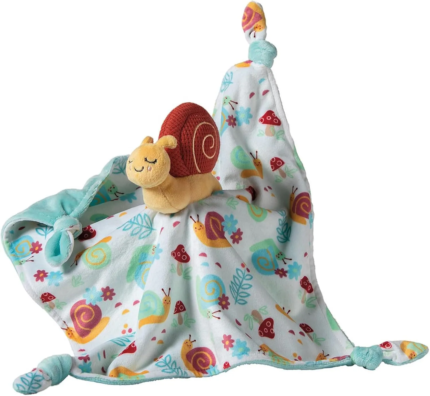 Mary Meyer Stuffed Animal Lovey Security Blanket, 13 x 13-Inches, Skippy Snail