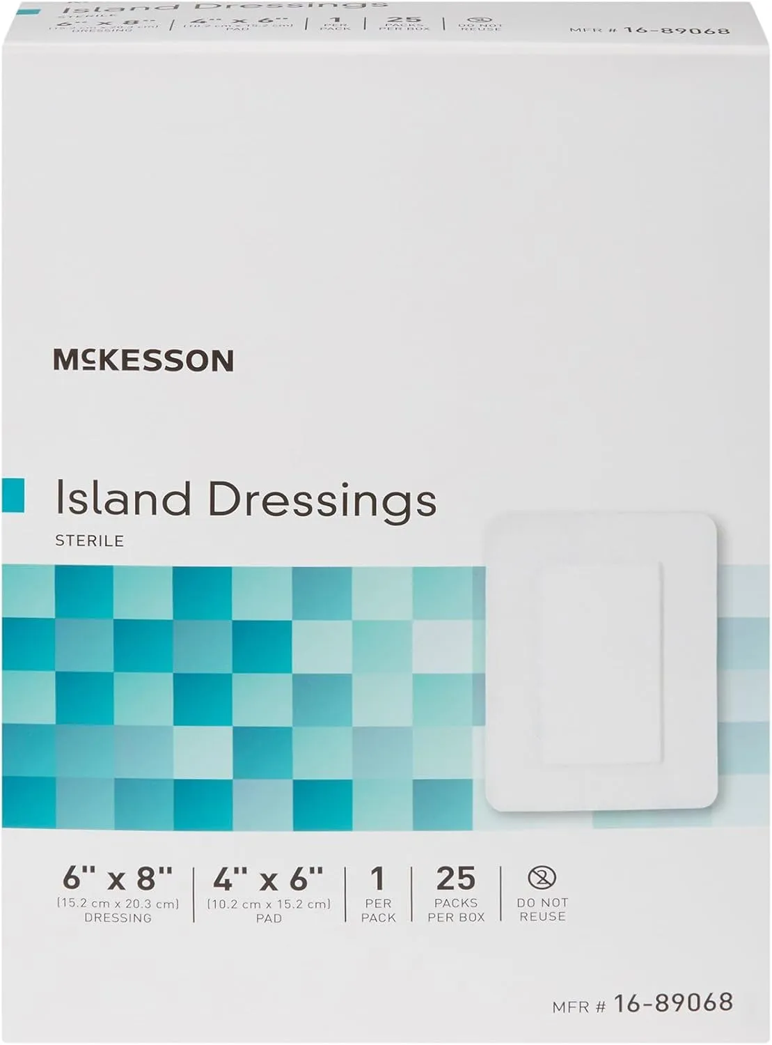McKesson Island Dressing, Sterile, Polypropylene/Rayon, 6 in x 8 in, 25 Count, 1 Pack