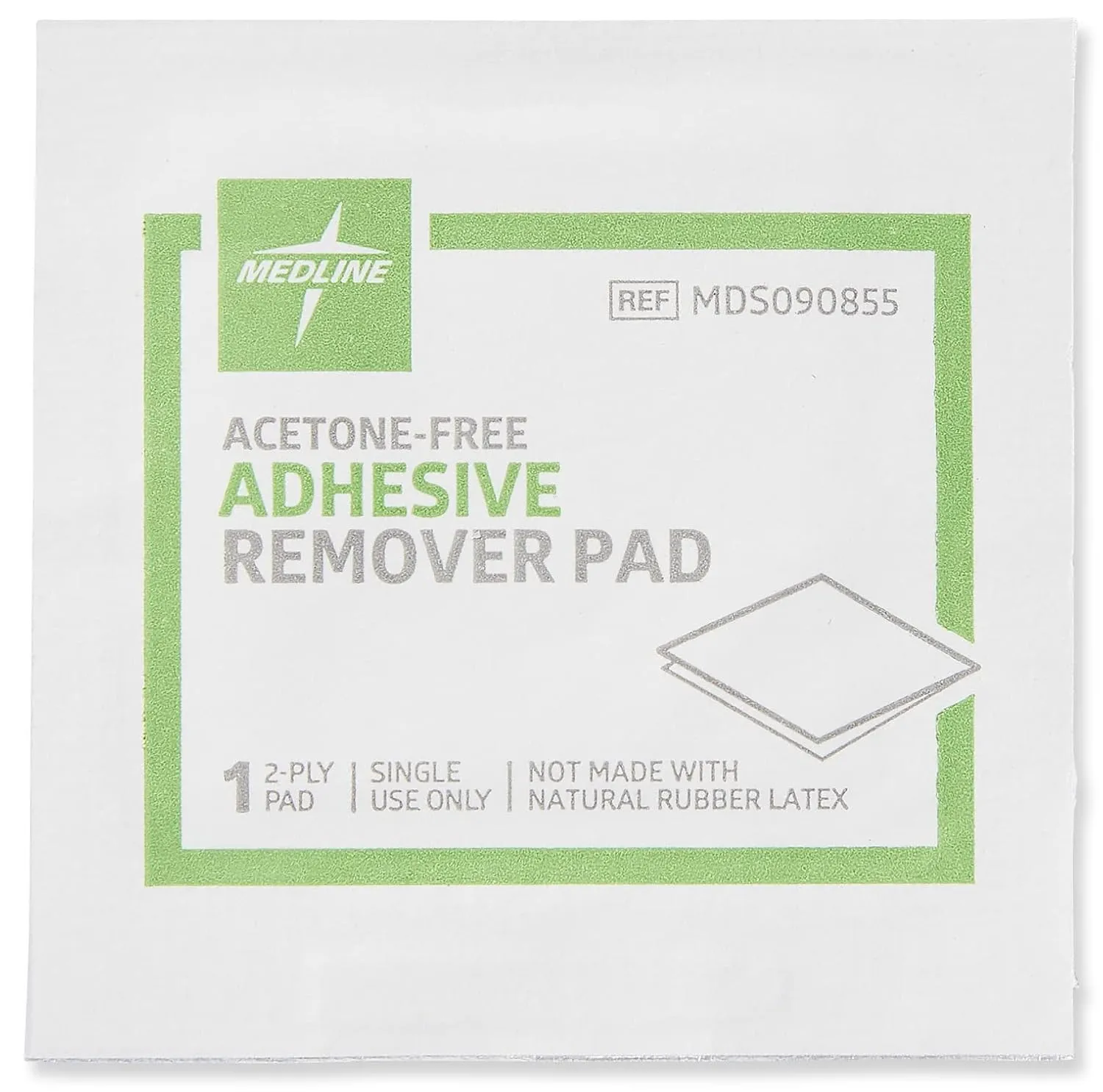 Medline Adhesive Remover Pad, Acetone-Free, 2-Ply Pad, 100 Count (Pack of 10)