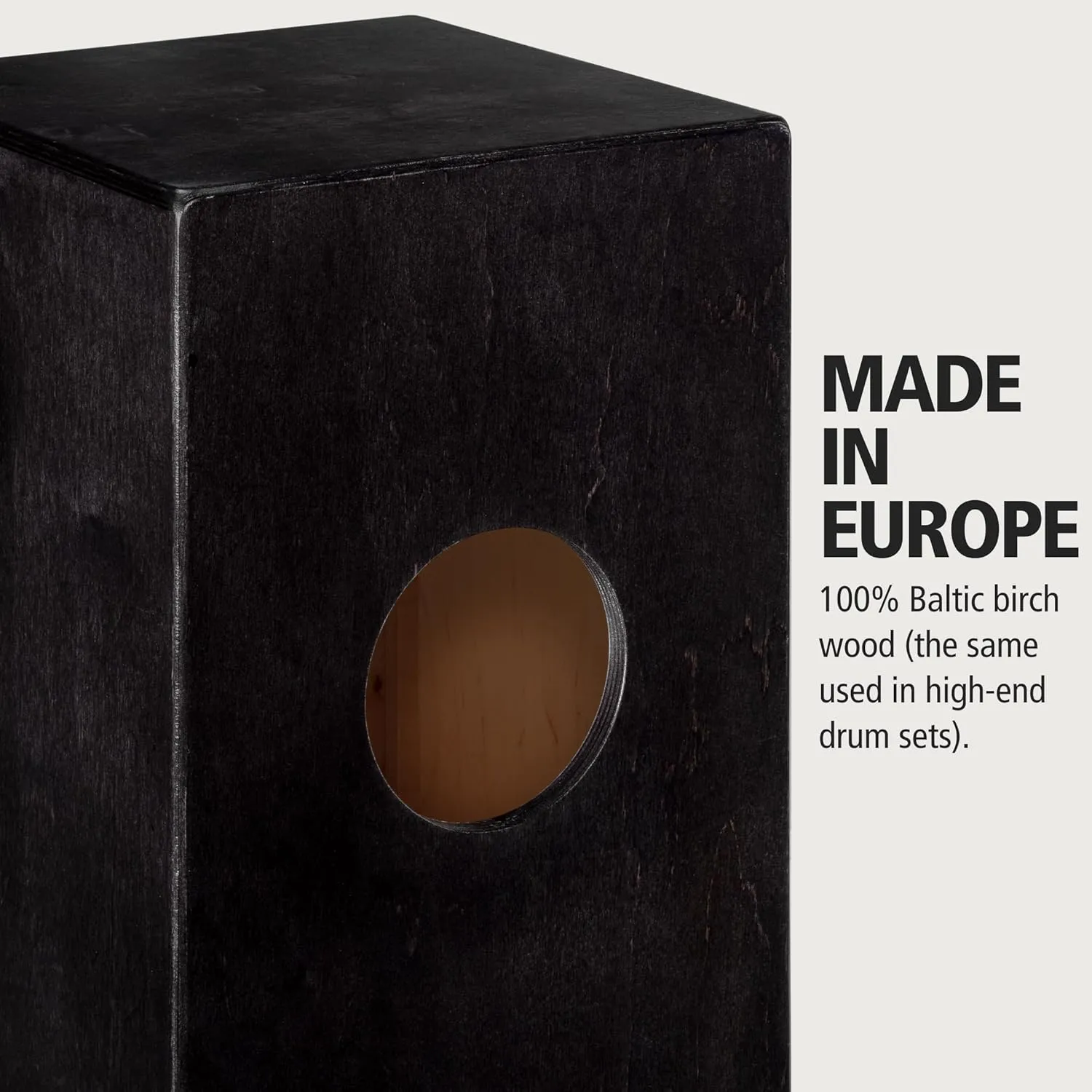 Meinl Percussion Cafe Cajon Box Drum Plus Bag with Snare and Bass Tone for Acoustic Music — Made in Europe — Baltic Birch Wood, Play with Your Hands, 2-Year Warranty (BC1BK)