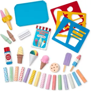 Melissa & Doug Ice Cream Shop Multi-Colored Chalk and Holders Play Set - 33 Pieces, Great Gift for Girls and Boys Kids Chalk Set