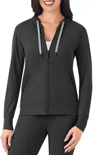 Member's Mark Women's Favorite Soft Full Zip Hooded Jacket (US, Alpha, X-Large, Regular, Regular, Black Heather)