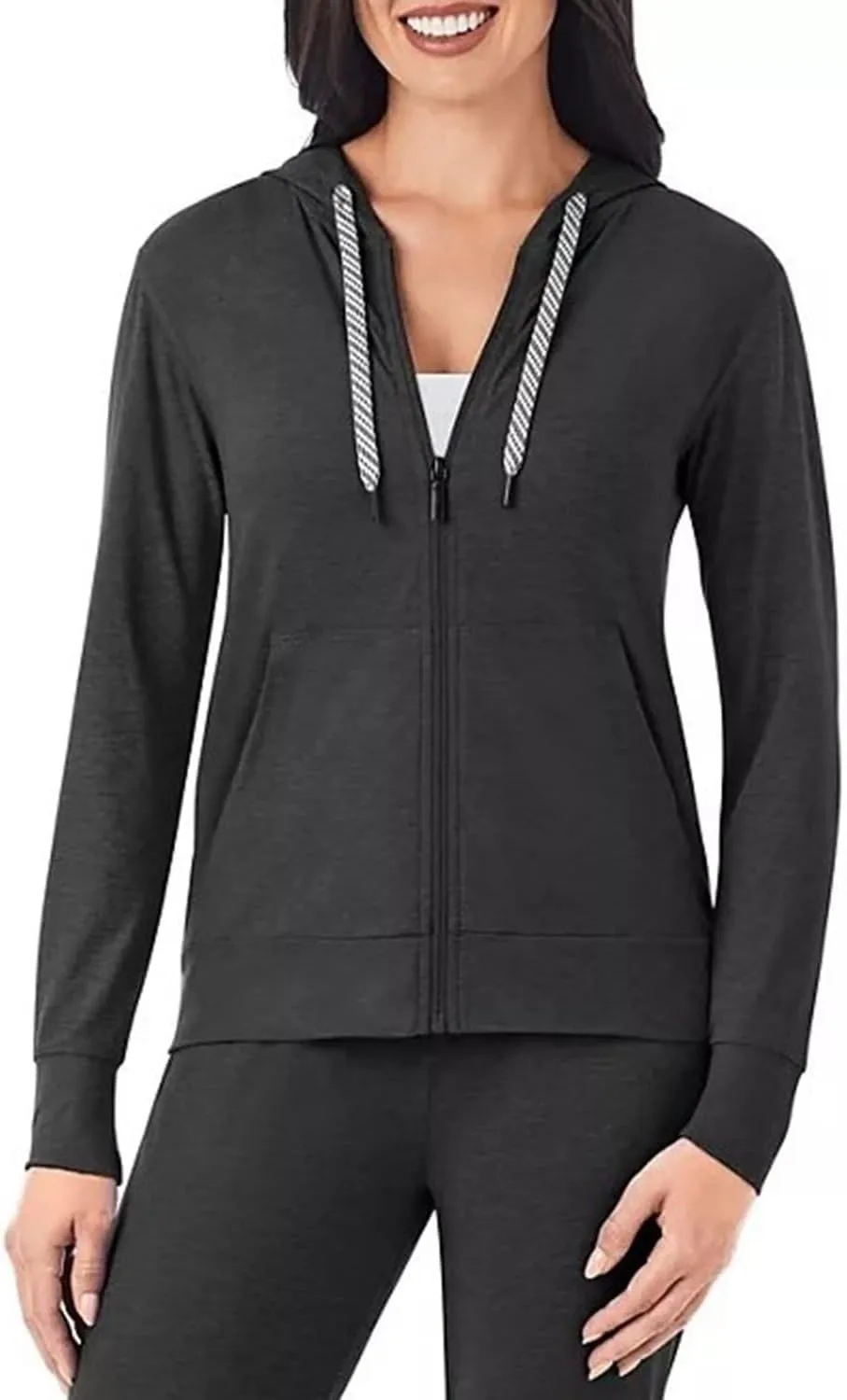 Member's Mark Women's Favorite Soft Full Zip Hooded Jacket (US, Alpha, X-Large, Regular, Regular, Black Heather)