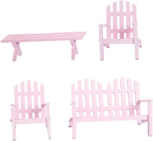 Milisten 4pcs Mini Dollhouse Chair and Table Cute Simulation Furniture Model for Mini House Decoration and Ornaments for Boys and Girls and Photography Props