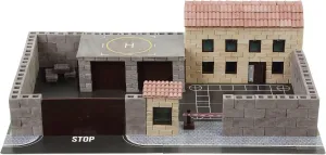 Military Base Mini-Bricks Constructor Set – Realistic 3D DIY Plaster Brick Model Kit – 920 Pieces – STEM Educational Building Set for Teens & Adults, Grey