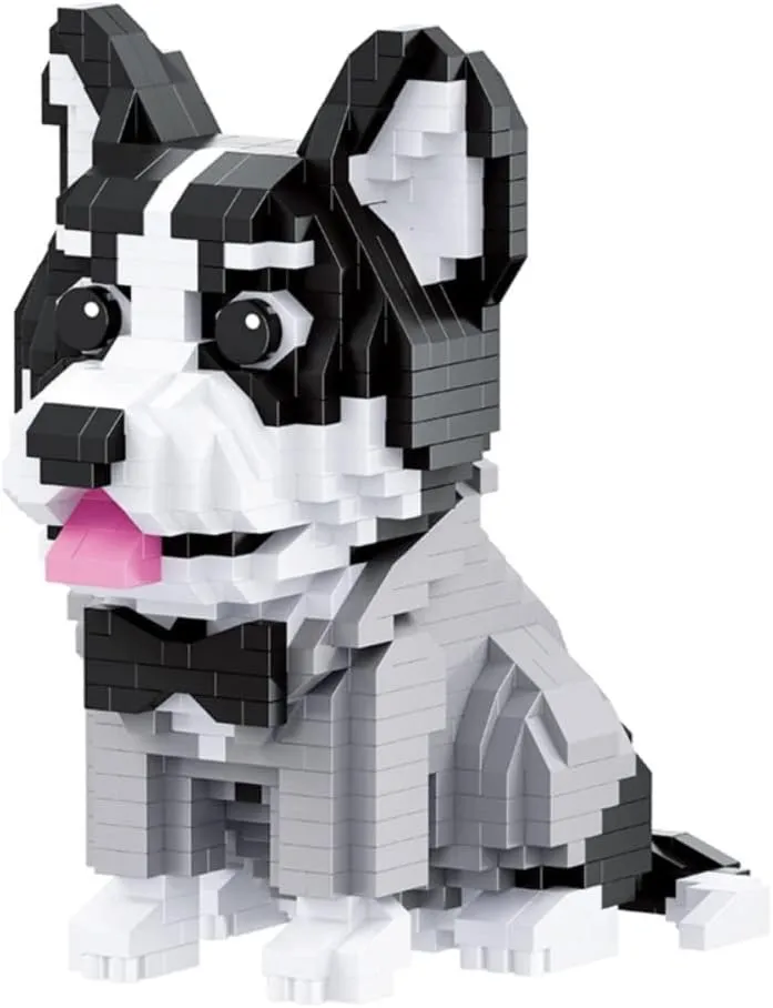 Mini Building Blocks Animal Set, DIY Micro 3D Building Toy Bricks Christmas (Husky 973pcs)