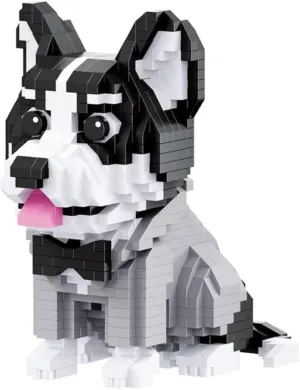 Mini Building Blocks Animal Set, DIY Micro 3D Building Toy Bricks Christmas (Husky 973pcs)