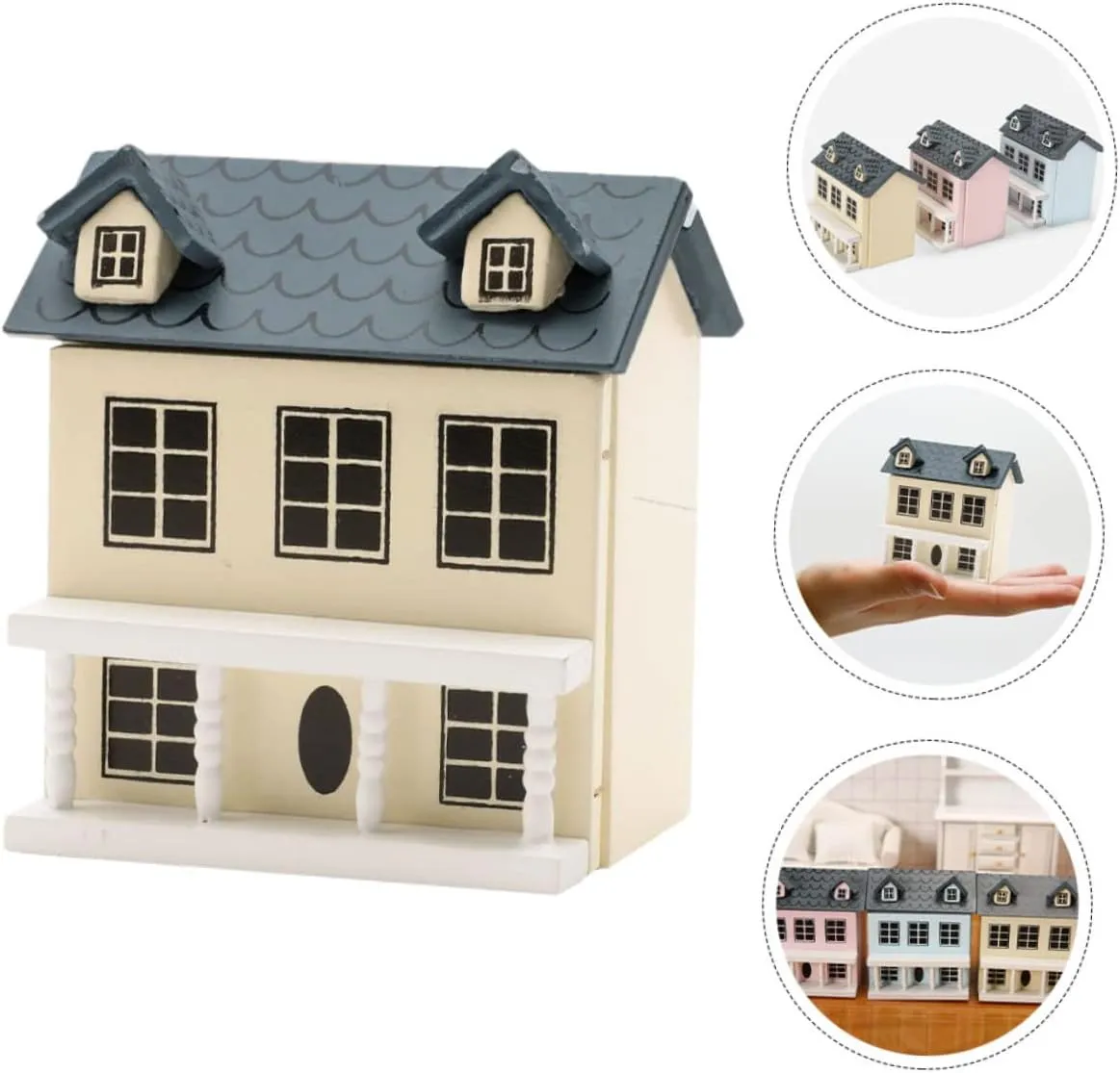 Miniature House Model Adorable Dollhouse Walls Roof House Ornament for Home Office Decorations