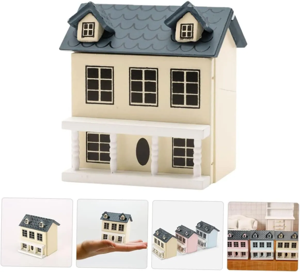 Miniature House Model Adorable Dollhouse Walls Roof House Ornament for Home Office Decorations
